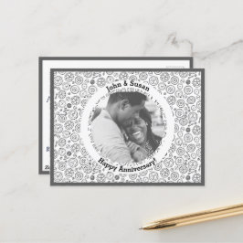 Victorian Steampunk White & Black Gears Clockwork Helg Vykort