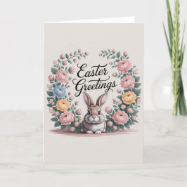 Victorian-stil blommigt bunny Påsk Hälsning Helgkort