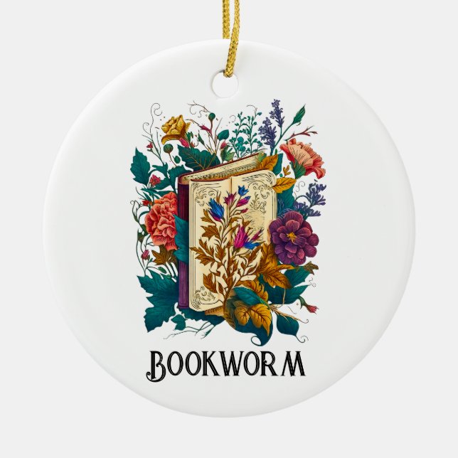 Victorian stil Bookworm design Julgransprydnad Keramik (Framsidan)
