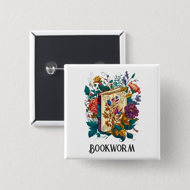Victorian stil Bookworm design Knapp (Framsida & baksida)