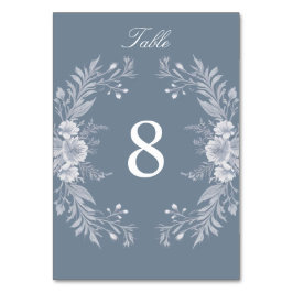 Victorian-stil Bröllop in Blue med White Flowers Bordsnummer