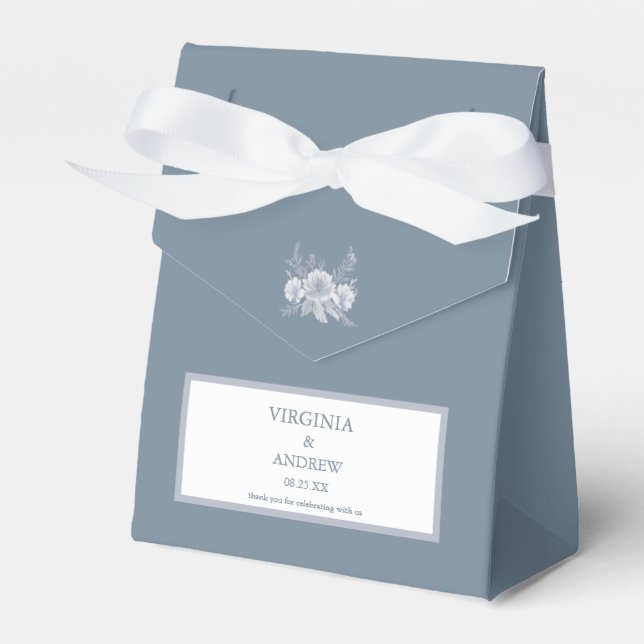 Victorian-stil Bröllop in Blue med White Flowers Presentaskar (Framsidan Sidan)