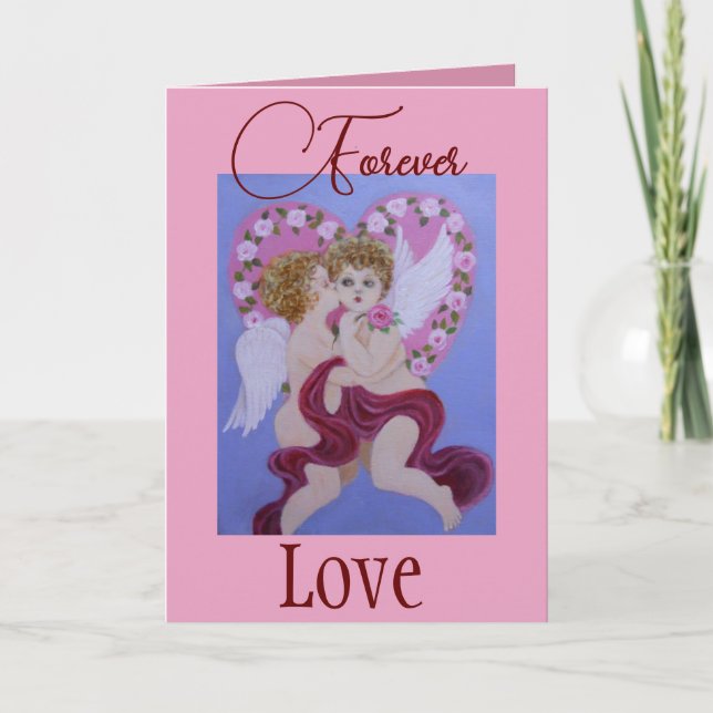 Victorian stil Cherubs, Valentine Card Helgkort (Framsida)