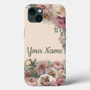Victorian Stil Cream & Rosa Blommigt Skriv ut på C