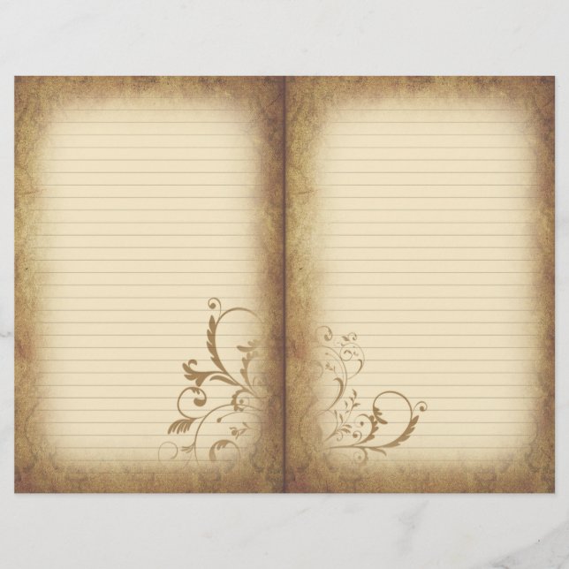 Victorian Stil Flourish Åldras Journal Papper (Framsida)