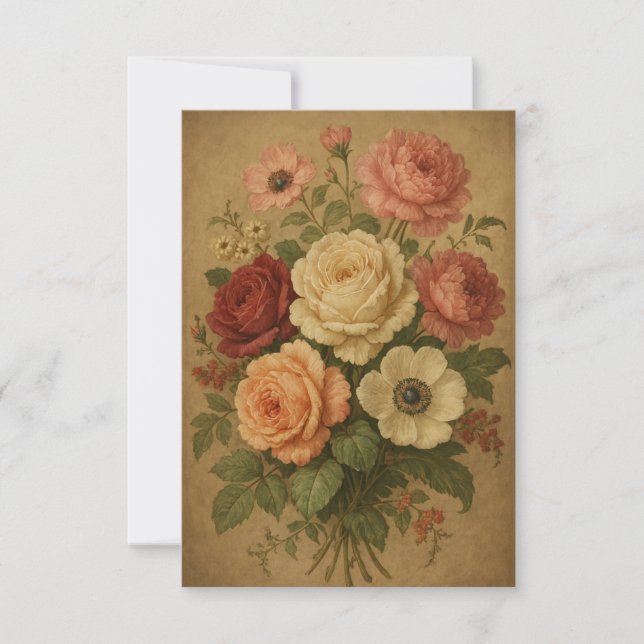 Victorian Stil Flowers Tack Kort (Framsida)