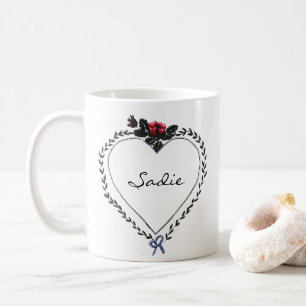 Victorian stil hjärta Dark Academia anpassat namn Kaffemugg