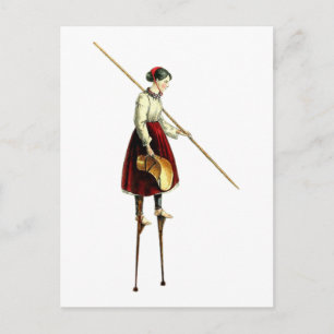 Victorian Stilt Walker Woman Vykort