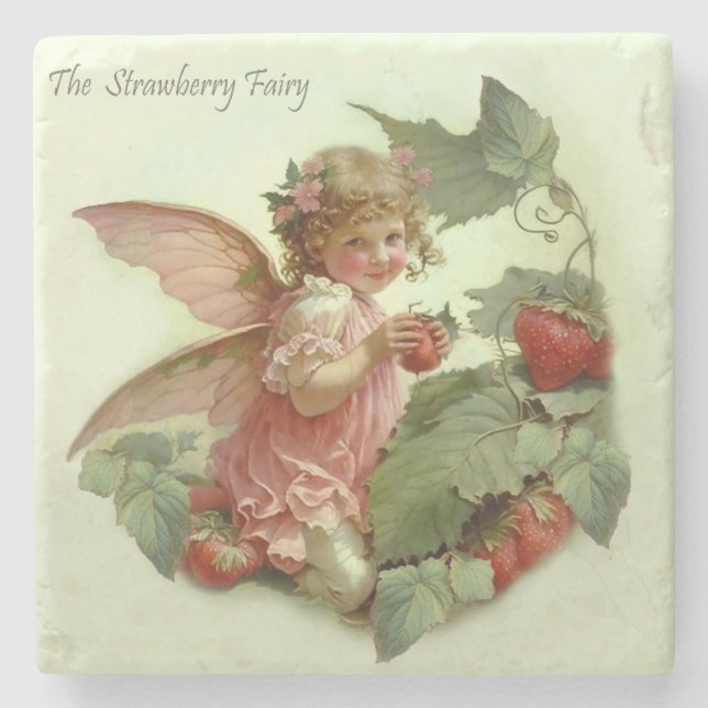 Victorian ’Strawberry Fairy’ in a Leafy Garden Stenunderlägg (Framsidan)