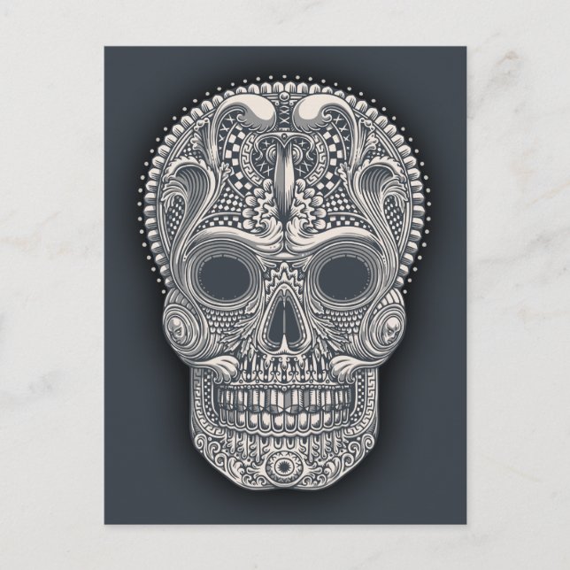 Victorian Sugar Skull Vykort (Framsida)