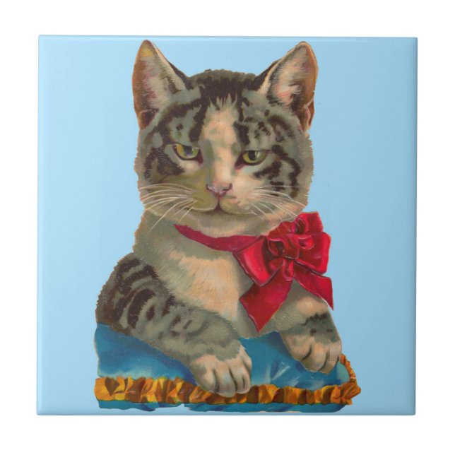 Victorian tabby katt kakelplatta (Framsidan)
