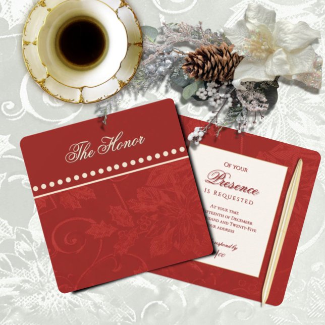 Victorian Tapestry Cranberry Invitation Card Kort (Skapare uppladdad)