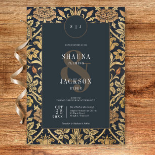 Victorian Tapestry William Morris Blommigt Bröllop Inbjudningar