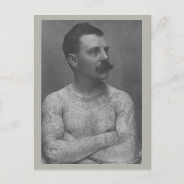 Victorian Tattoo Man Vykort (Framsida)