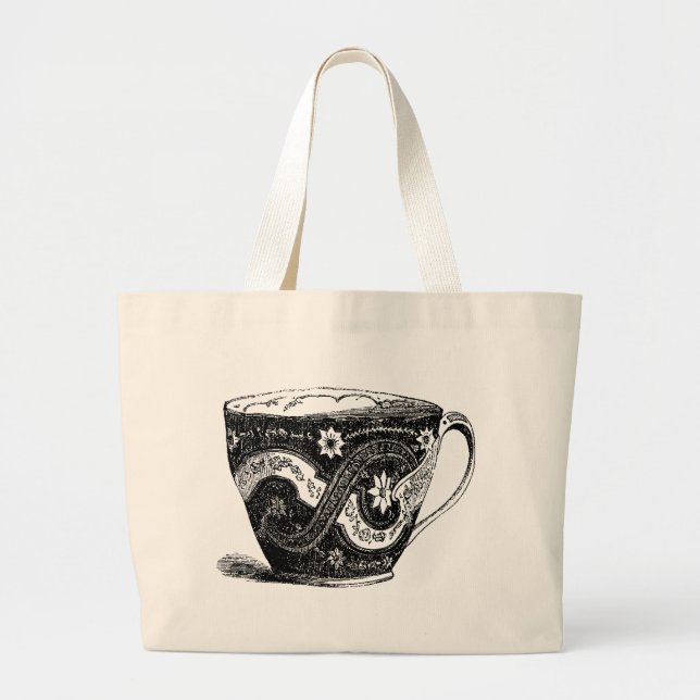 Victorian Tea Kopp Totebag Jumbo Tygkasse (Framsidan)