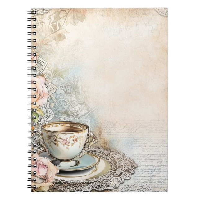 Victorian Tea Party Spiral Photo Notebook Anteckningsbok (Framsidan)