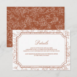 Victorian Terracotta Line Art Wedding Details Tilläggskort
