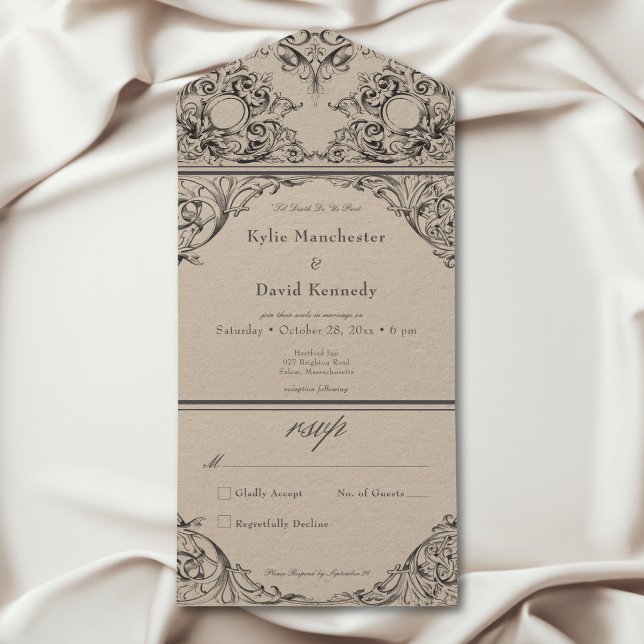 Victorian tills död Black Tan ingen middag (Victorian Until Death Black Tan No Dinner All In One Invitation)