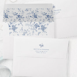 Victorian Toile Fransk Blue Blommigt Adress