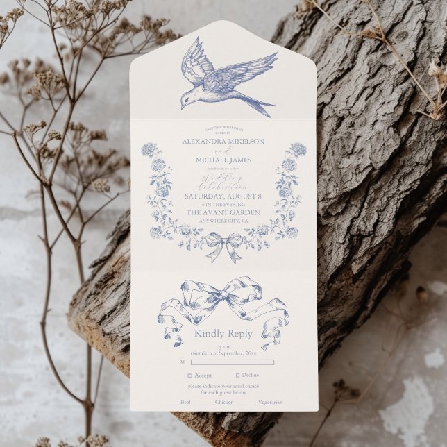 Victorian Toile Fransk Blue Classic Bröllop (Skapare uppladdad)