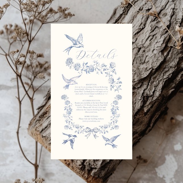 Victorian Toile Fransk Blue Classic Bröllop Tilläggskort (Skapare uppladdad)