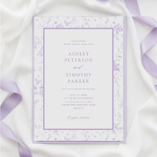 Victorian Toile Fransk Lavender Classic Bröllop Inbjudningar