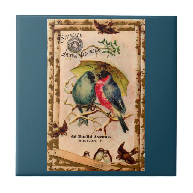 Victorian Trade Card Standard Sewing Maskin Co. Kakelplatta (Framsidan)