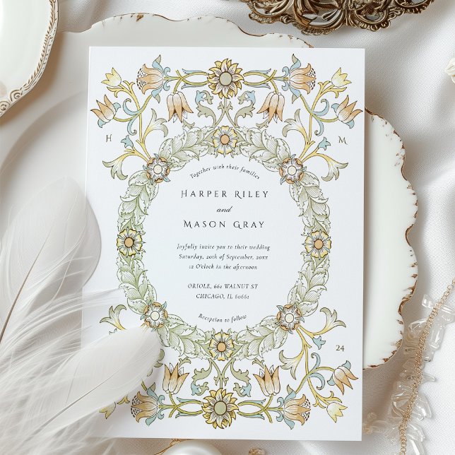 Victorian Tulips William Morris Bröllop Inbjudningar (Skapare uppladdad)