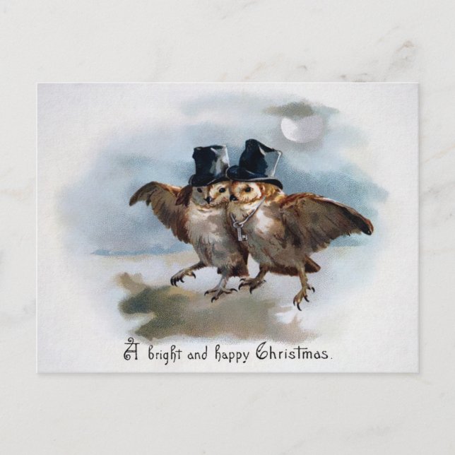 Victorian Uggla jul Vykort (Framsida)