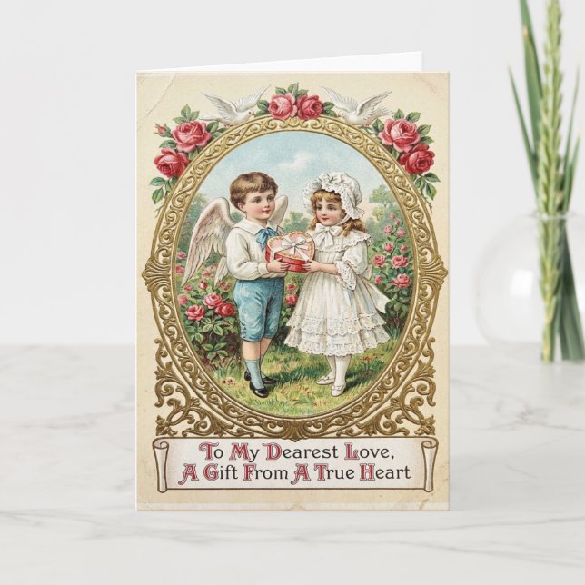 Victorian Valentine Angel Card Kort (Framsida)