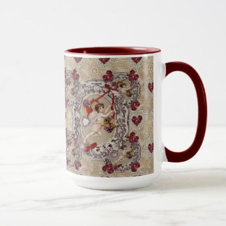 Victorian Valentine Angel Red Heart Mugg