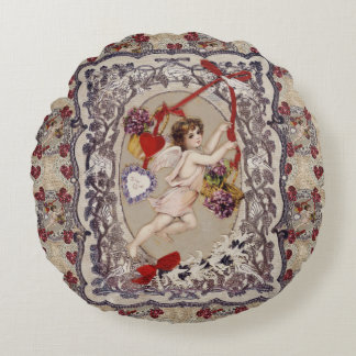 Victorian Valentine Angel Red Heart Rund Kudde