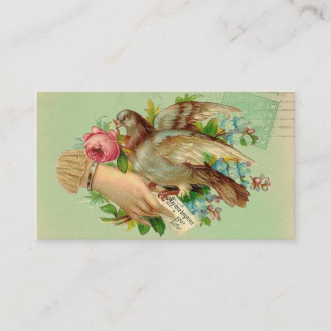 Victorian Valentine Bird och ro Visitkort (Framsida)