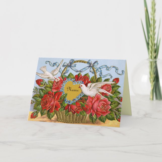 Victorian Valentine Card - anpassa med Namn Helgkort (Framsida)