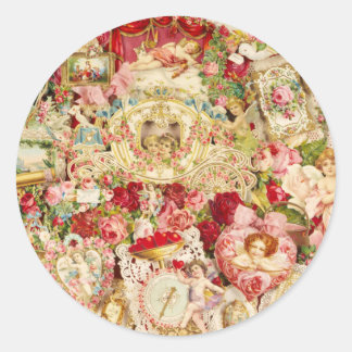 Victorian Valentine Collage Stickers Runt Klistermärke
