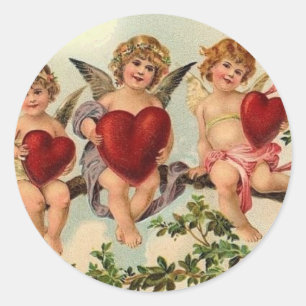 `Victorian valentine cuipid Sticker's Runt Klistermärke