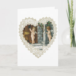 Victorian Valentine Day, Vintage Änglar w Brev Helgkort
