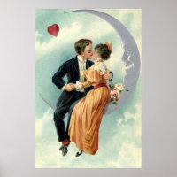 Victorian Valentine Day Vintage Kiss på Måne