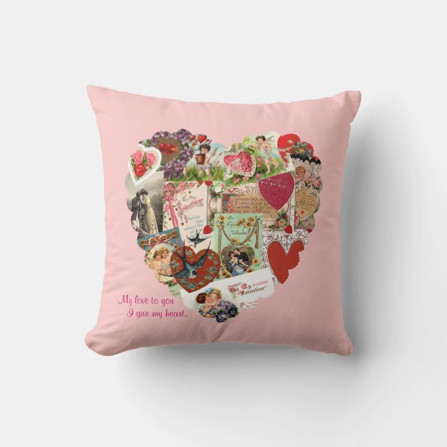 Victorian Valentine Heart Pillow Kudde (Framsida)