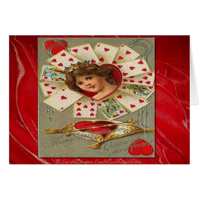 Victorian Valentine, Hearts drottning Hälsningskort (Framsidan Horizontal)