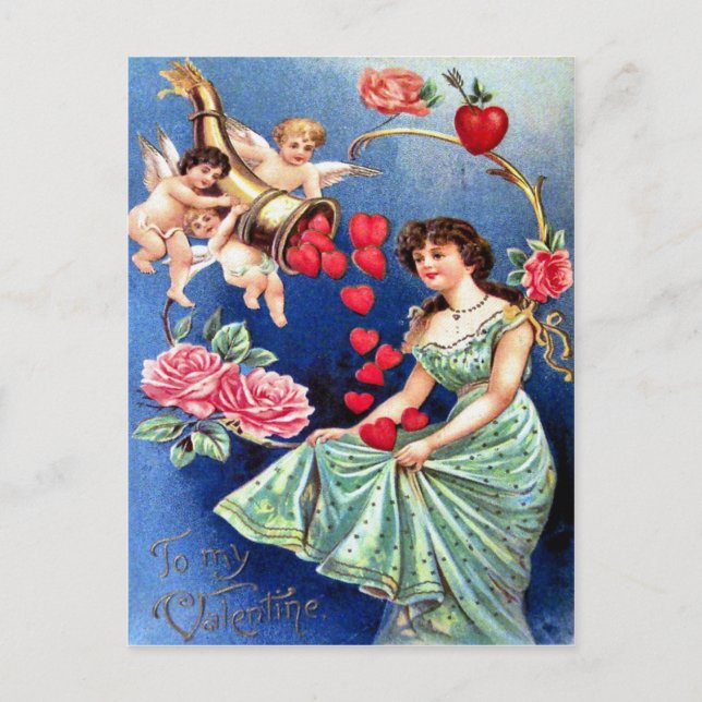 Victorian Valentine Helg Vykort (Framsida)