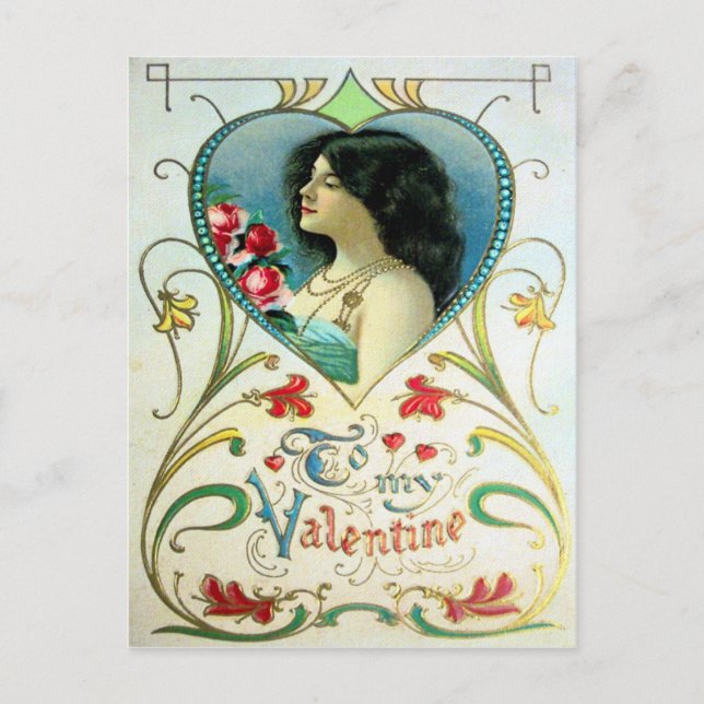 Victorian Valentine Helg Vykort (Framsida)