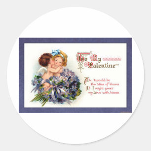 Victorian Valentine "The Bliss of Kisses"-gåvor Runt Klistermärke