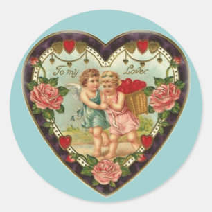 Victorian Valentine till min Kärlek II Runt Klistermärke