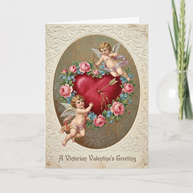 Victorian Valentines Cupid Card Kort (Framsida)