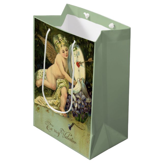 Victorian Valentines day, Vintage Angel Love birds (Framsidan Vinklad)