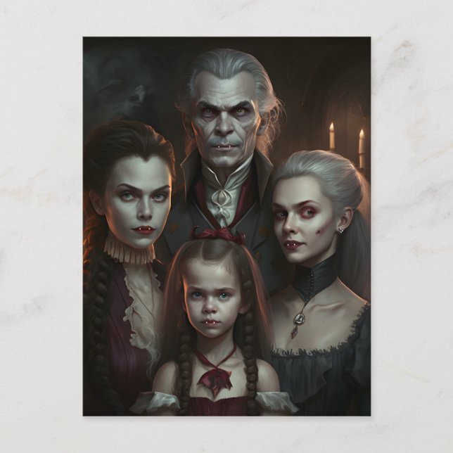 Victorian Vampire Family, Gothic Horror Vykort (Framsida)