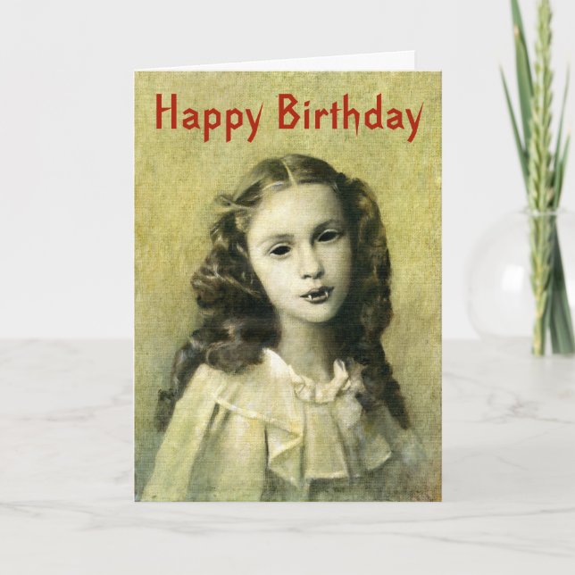 Victorian Vampire Girl Birthday Card Kort (Framsida)
