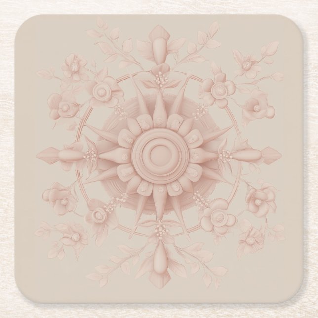 Victorian Vår, Mjuk Rosa Underlägg Papper Kvadrat (Framsidan)