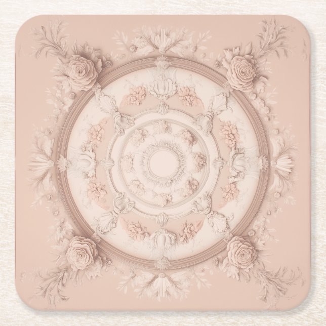 Victorian Vår, Powder Rosa Underlägg Papper Kvadrat (Framsidan)
